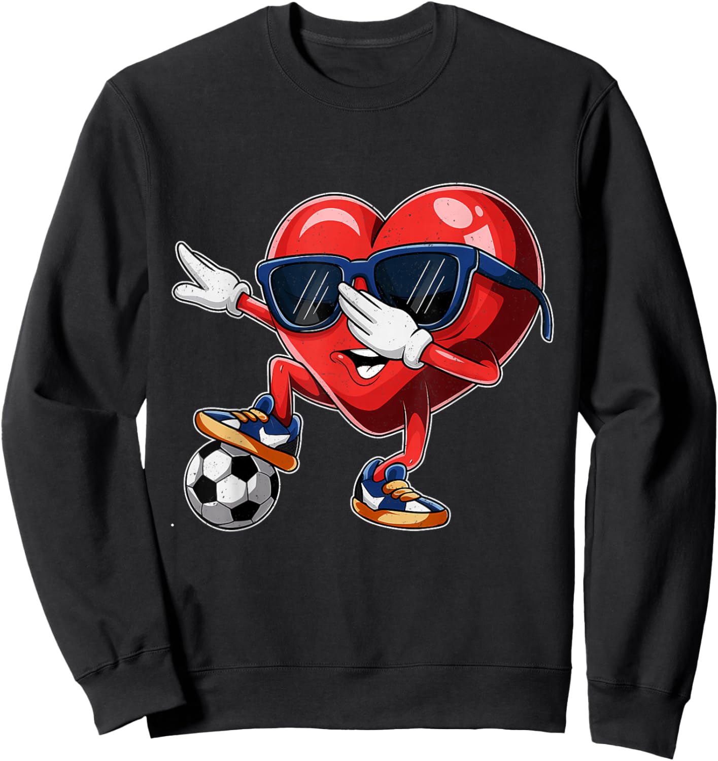Valentine's Day Heart Dabbing Heart Player Soccer Boys Girl Sweatshirt - Sweatshirt | Black