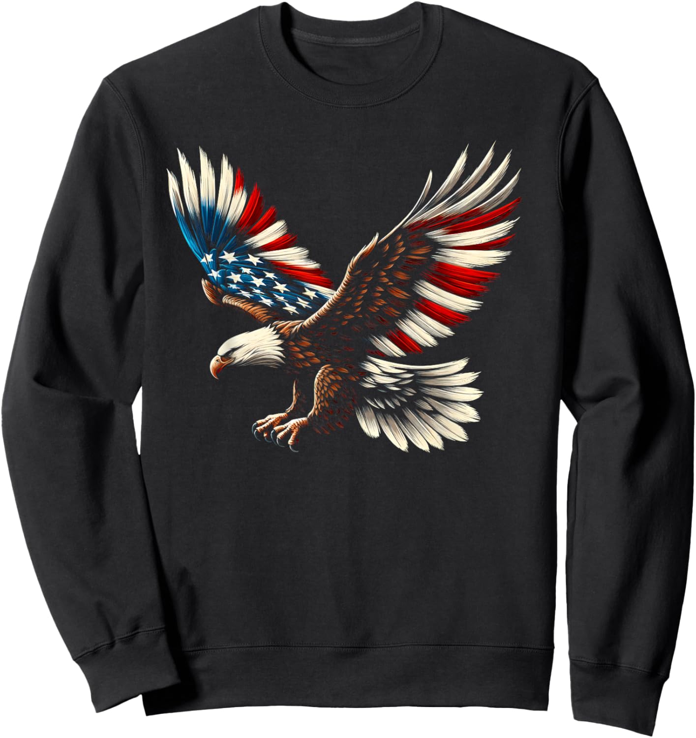 Bald Eagle & Patriotic American Flag 4th Of July Sweatshirt - Sweatshirt | Black