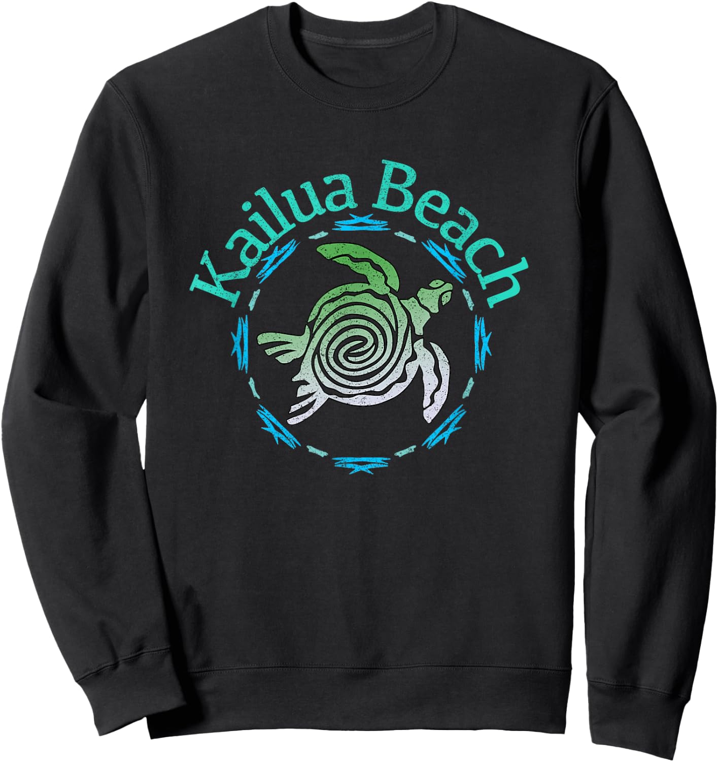 Kailua Beach Vintage Tribal Turtle Gift Sweatshirt - Sweatshirt | Black