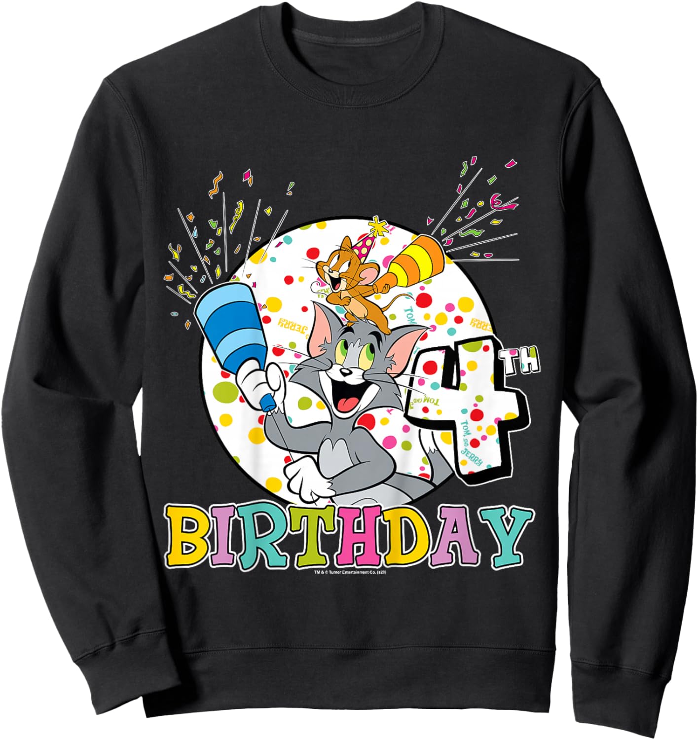Kids Tom and Jerry 4th Birthday Portrait Sweatshirt - Sweatshirt | Black