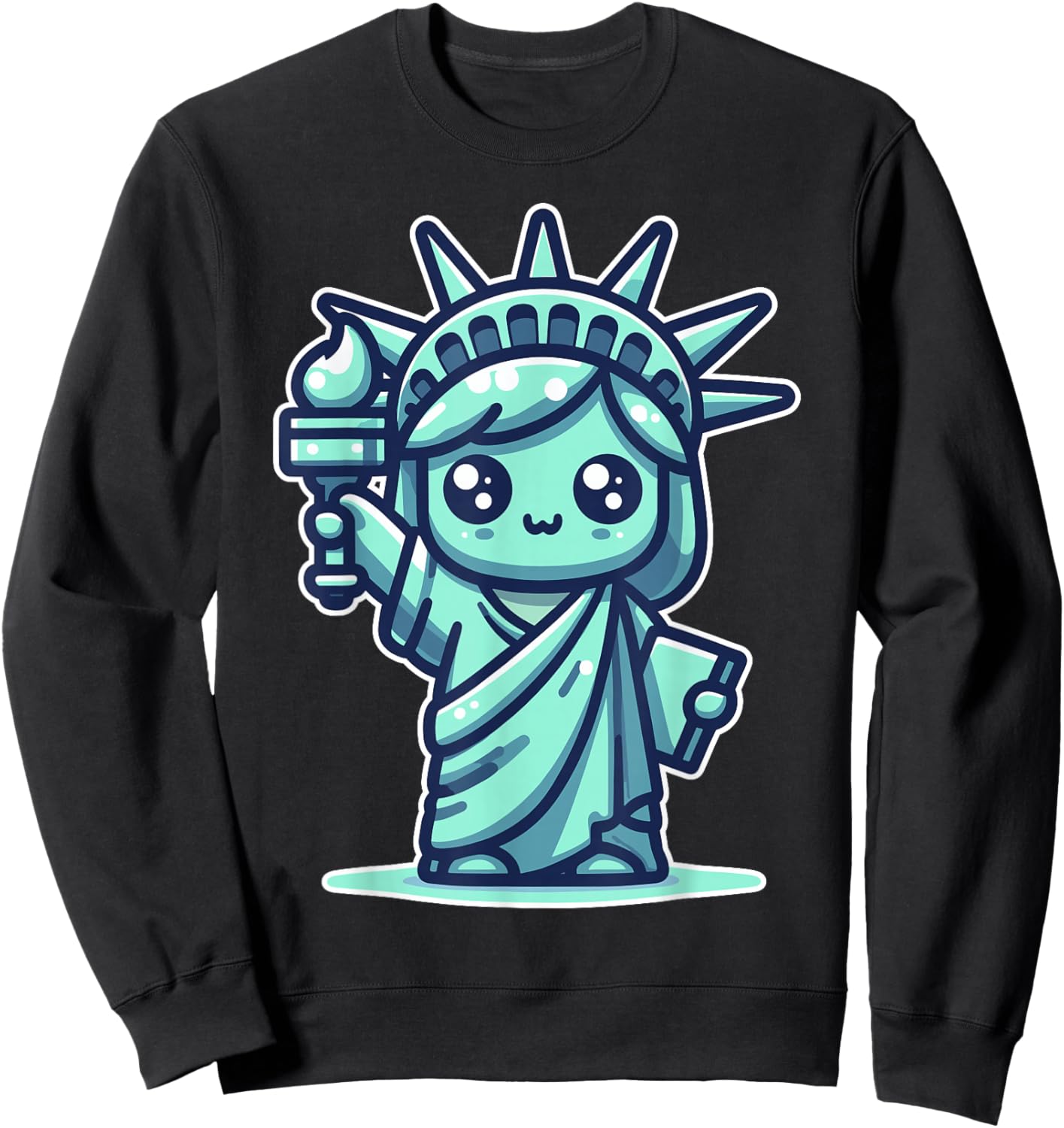 Cute Kawaii Statue of Liberty NYC New York City Sweatshirt - Sweatshirt | Black