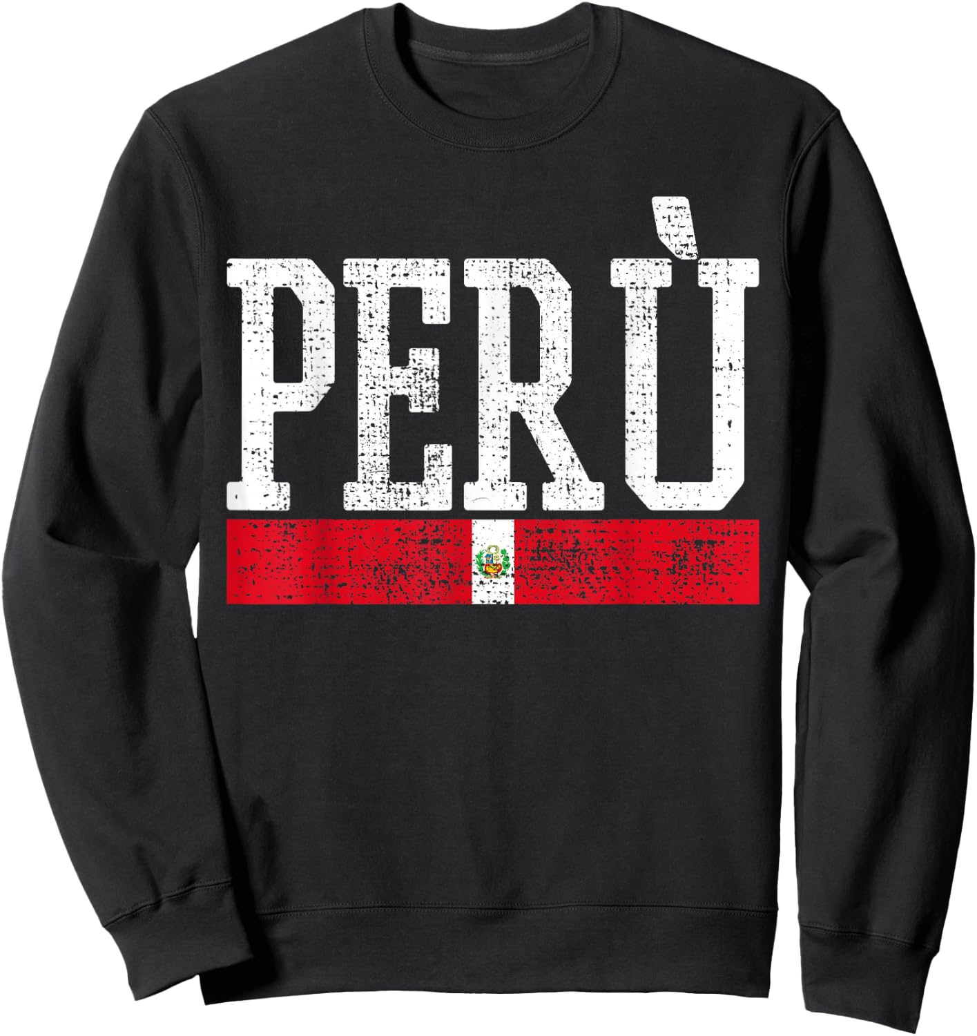 Peru Peruvian National Flag Country Vintage Sweatshirt - Sweatshirt | Black