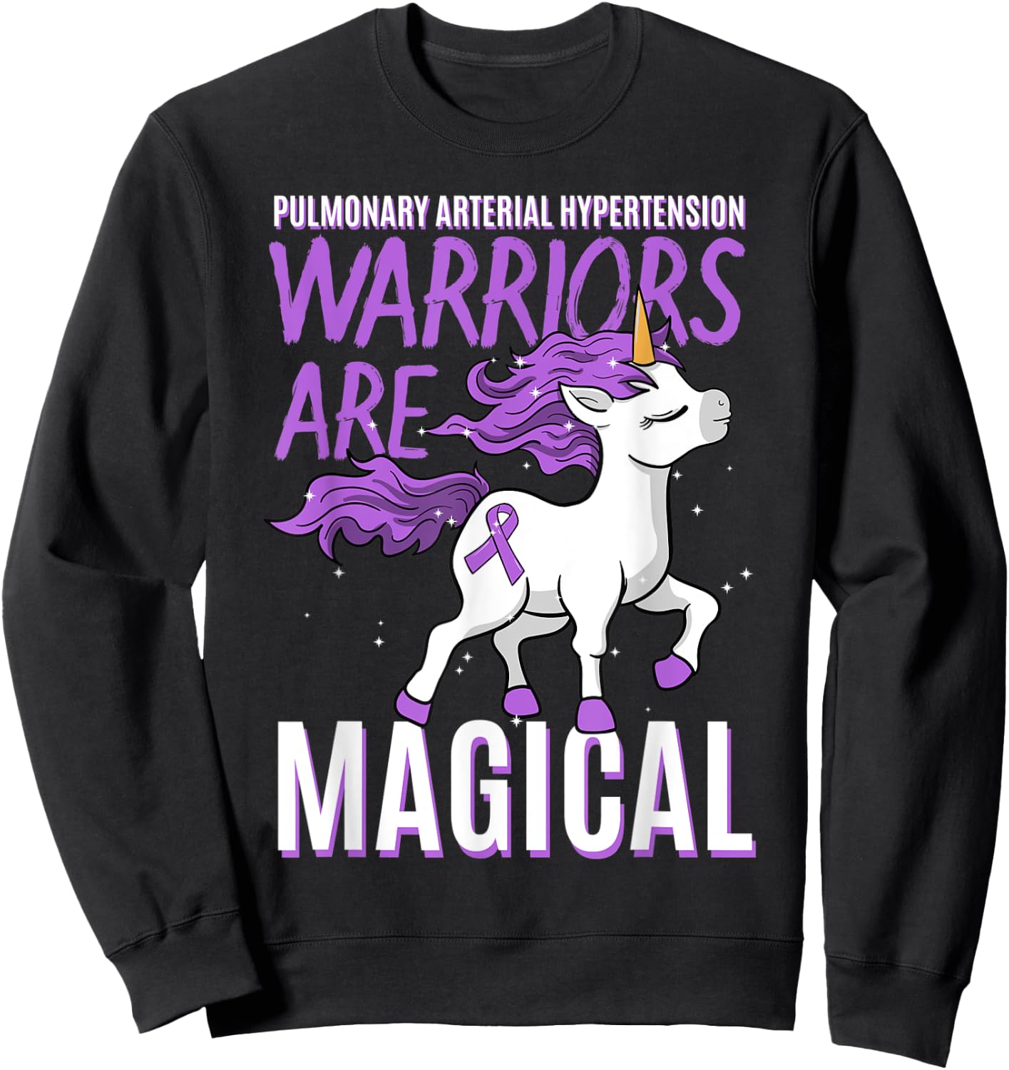Pulmonary Arterial Hypertension Awareness Unicorn Lover Gift Sweatshirt - Sweatshirt | Black