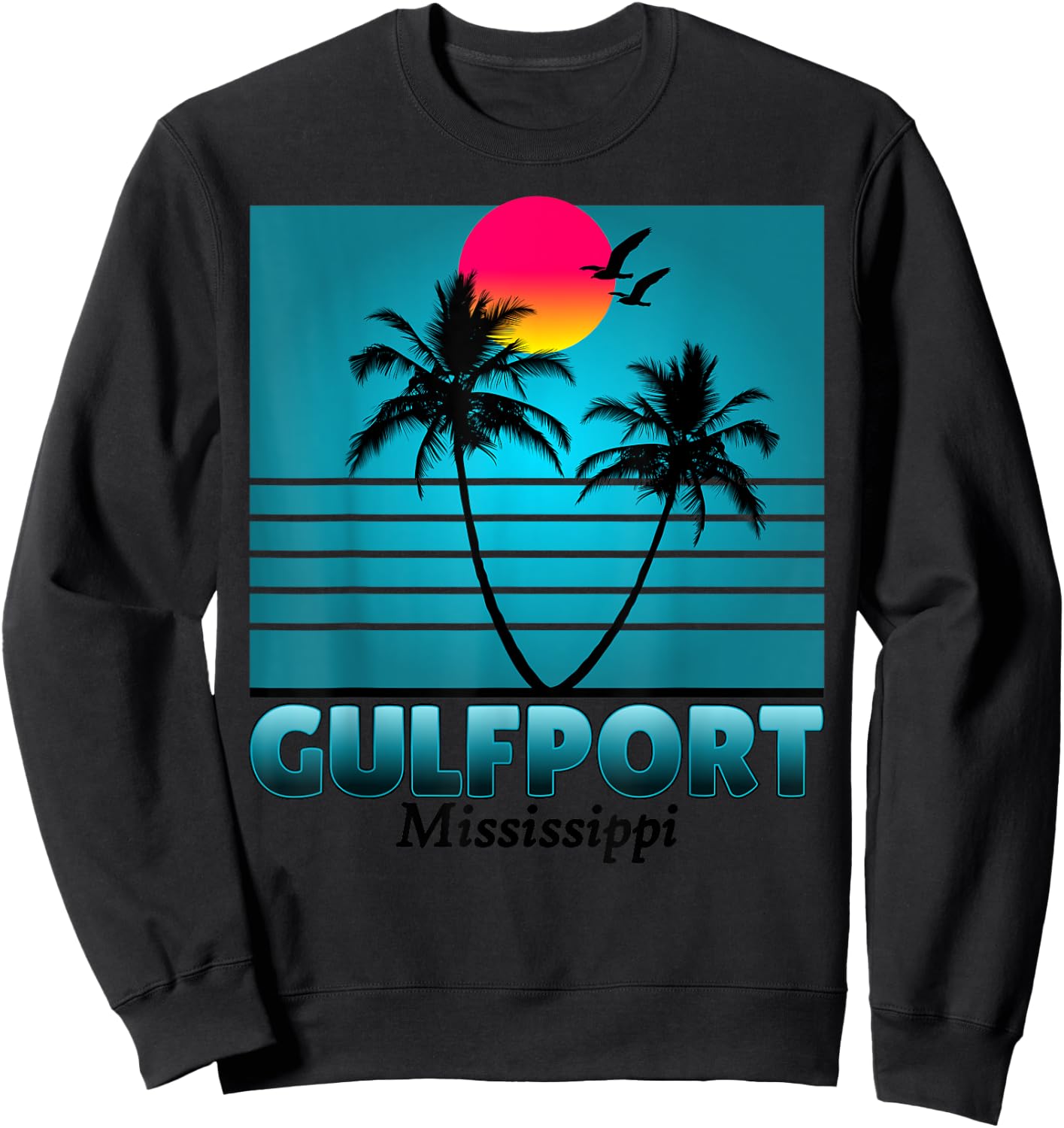 Gulfport Mississippi Holiday Retro Vintage Gift Sweatshirt - Sweatshirt | Black