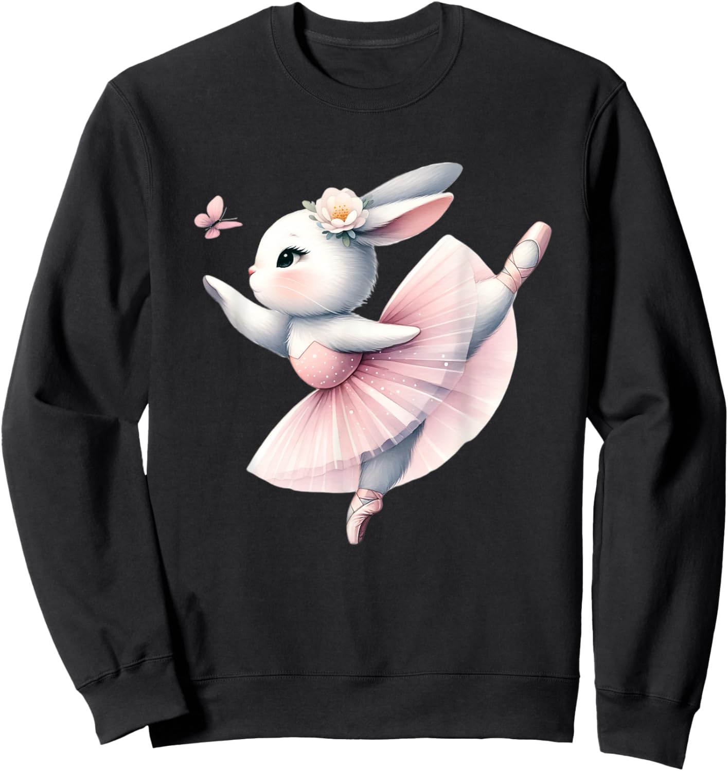 Ballerina Bunny Performance Ballet Rabbit Tutu Girl Kids Sweatshirt - Sweatshirt | Black