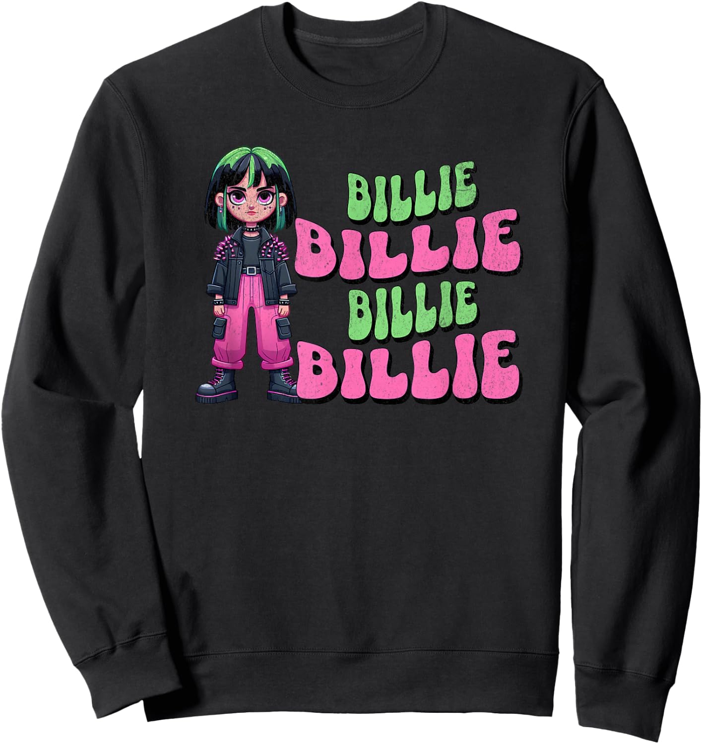 Retro Billie First Name Proud Personalized Vintage Punk T Sweatshirt - Sweatshirt | Black