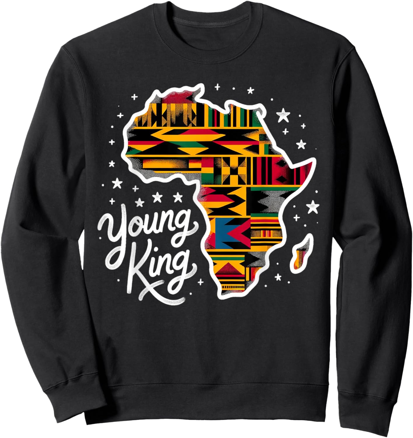 Boys African Kente Print Clothes Kids Young King Kente Youth Sweatshirt - Sweatshirt | Black