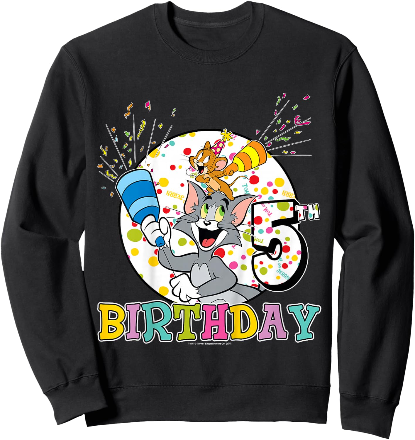 Kids Tom and Jerry 5th Birthday Portrait Sweatshirt - Sweatshirt | Black