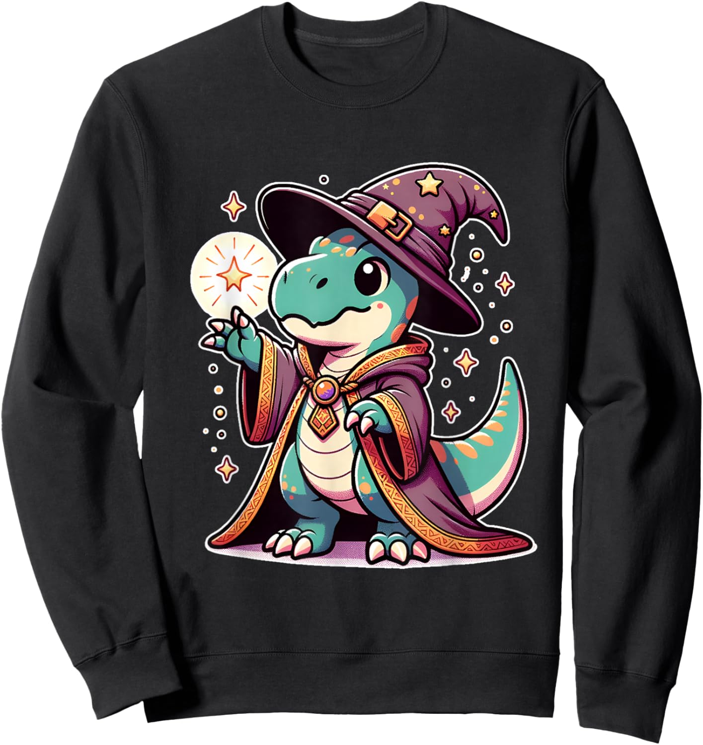 Halloween wizard funny dinosaur Sweatshirt - Sweatshirt | Black