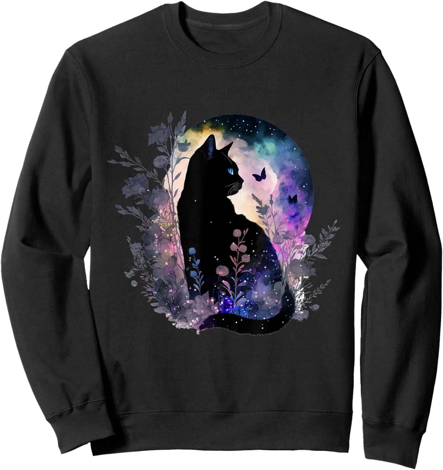 Cute Cat Motifs Cat Sweatshirt - Sweatshirt | Black