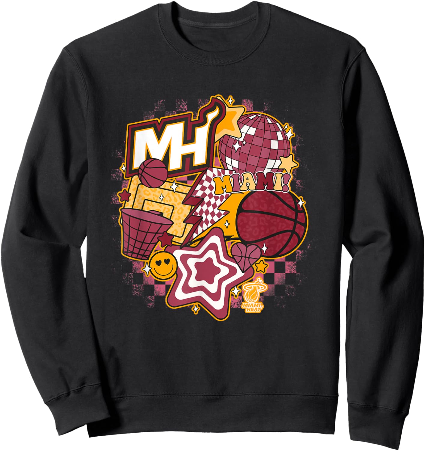 NBA Miami Heat Psychedelic Basketball Collage Sweatshirt - Sweatshirt | Black