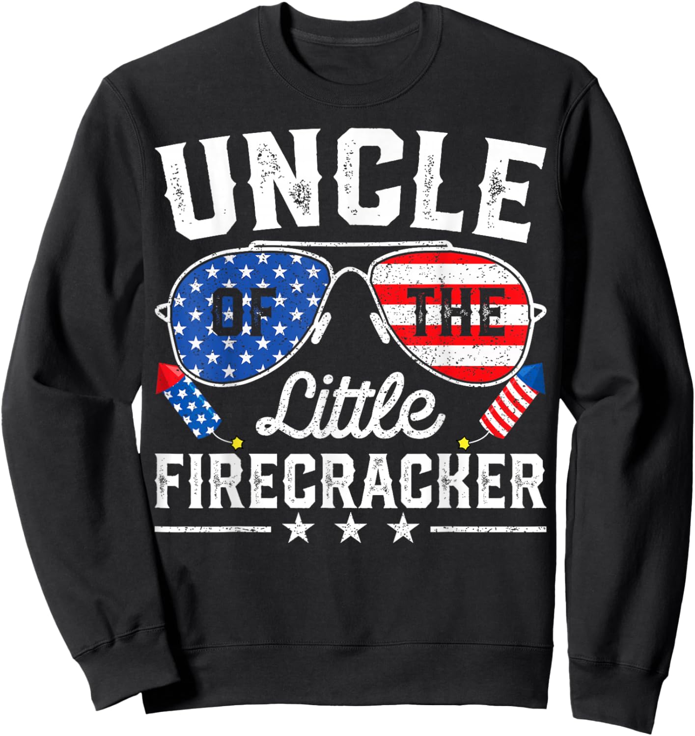 4th of July Birthday Uncle Of The Little Firecracker Sweatshirt - Sweatshirt | Black