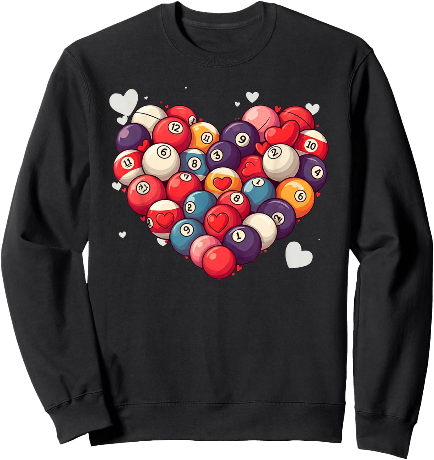 Funny Billiards Heart Valentine Billiard Kids Sweatshirt - Sweatshirt | Black