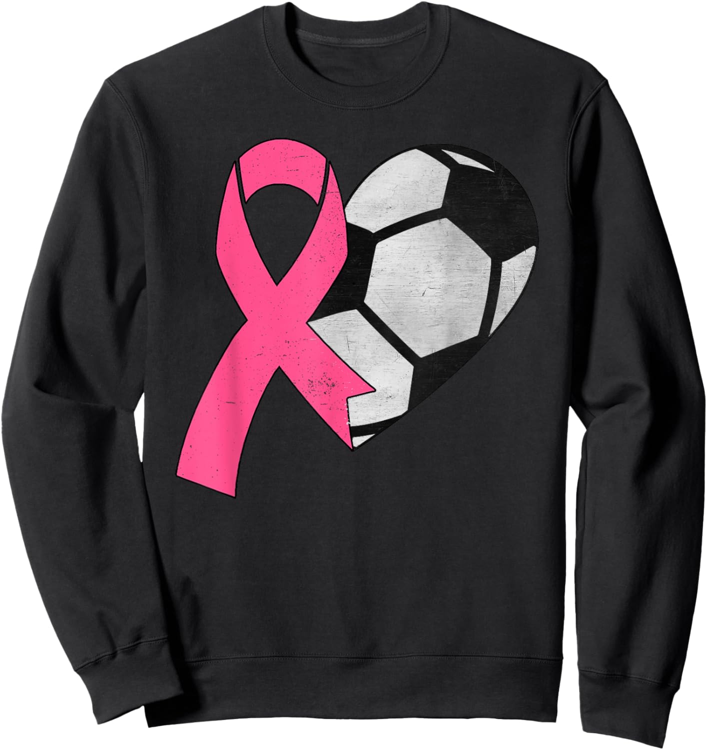 Pink Ribbon Soccer Ball Breast Cancer Awareness Month Women Sweatshirt - Sweatshirt | Black