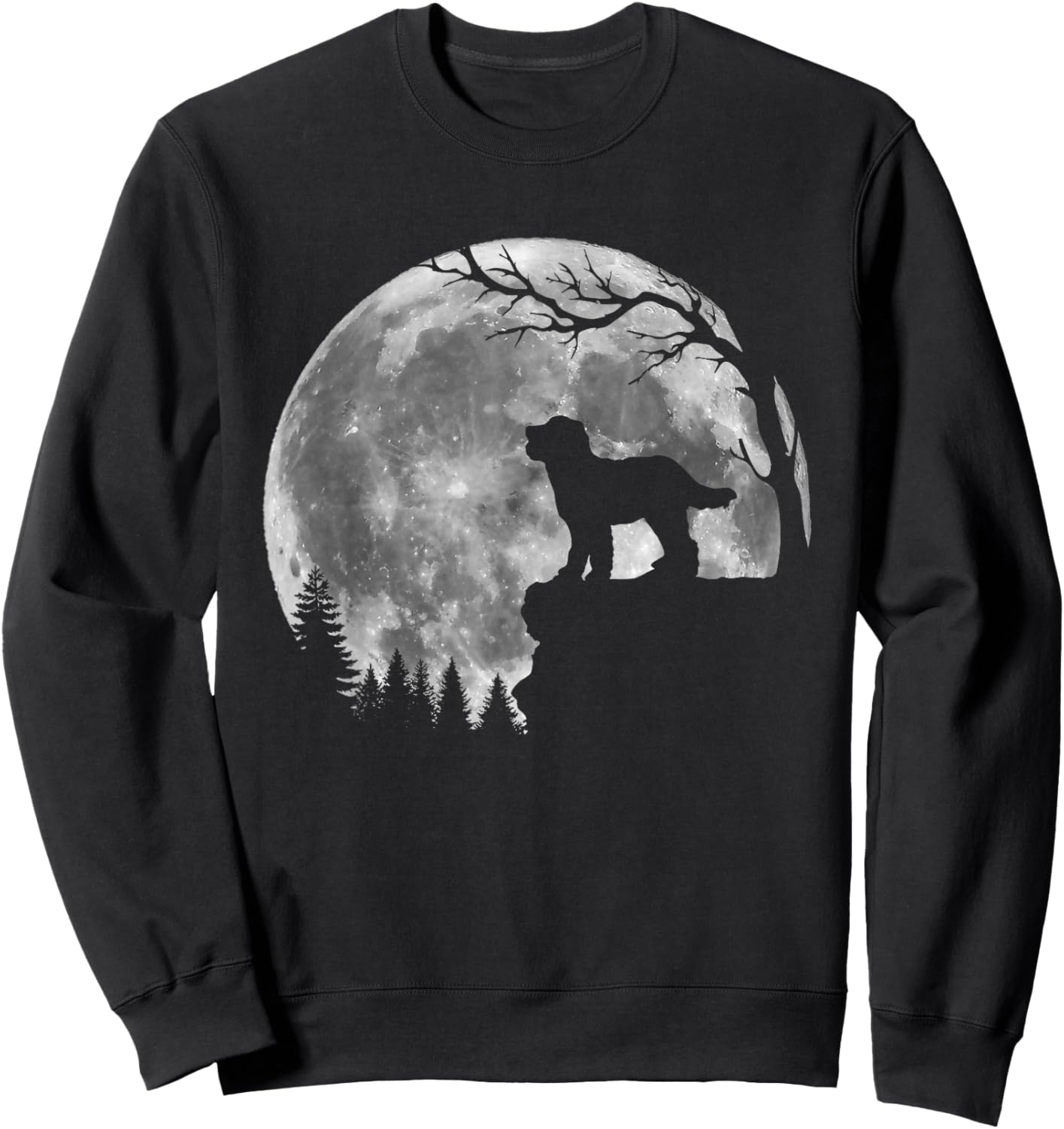 Bernedoodle Doodle Dog Moon Silhouette Halloween Costume Sweatshirt - Sweatshirt | Black