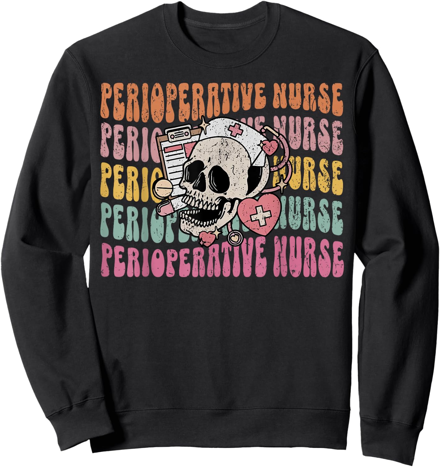Retro Perioperative Nurse Future OR Nurse Skeleton Halloween Sweatshirt - Sweatshirt | Black