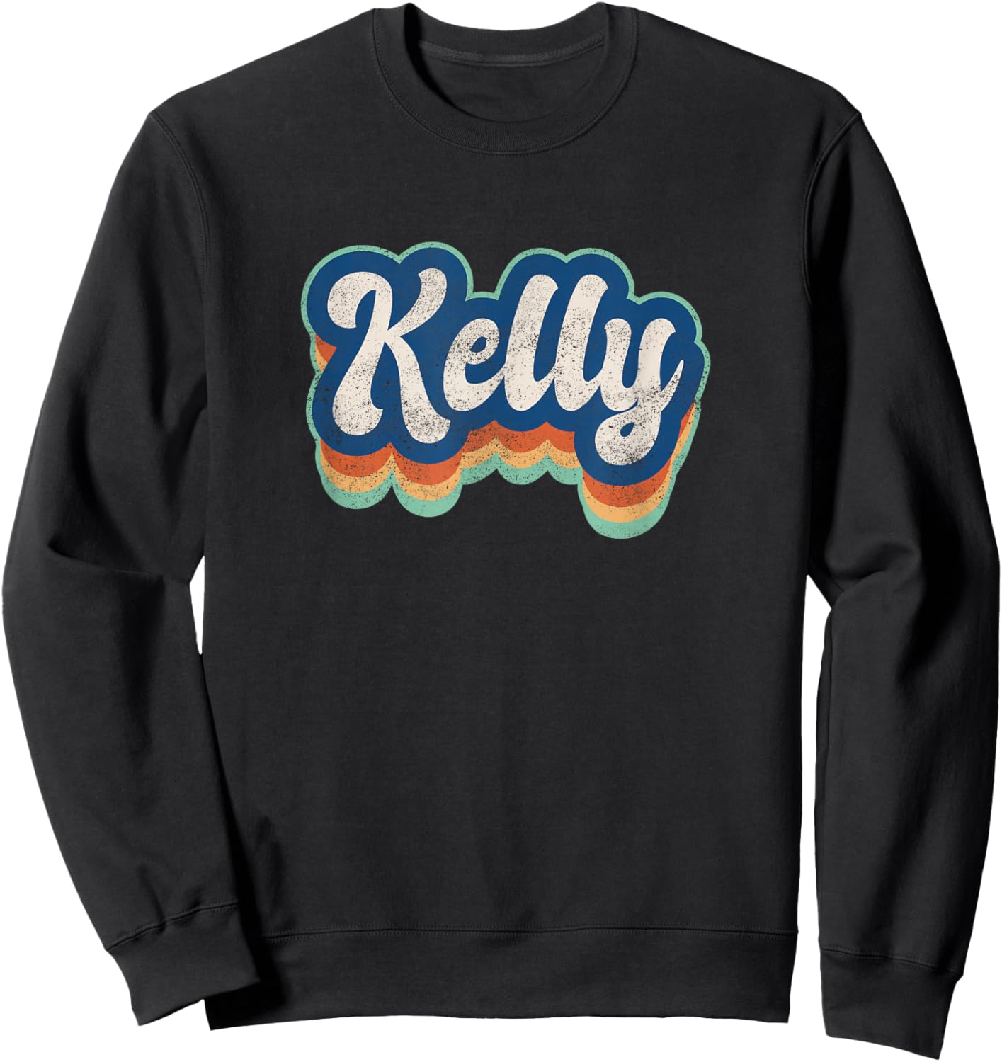 Kelly First Name Girl Vintage Style 70s 80s Personalized Sweatshirt - Sweatshirt | Black