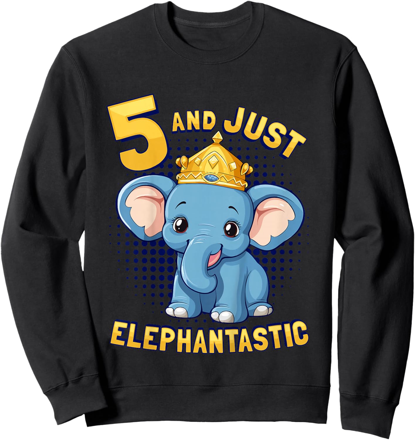 Kids Elephant 5th Birthday Child Age 5 Years Elephant Sweatshirt - Sweatshirt | Black