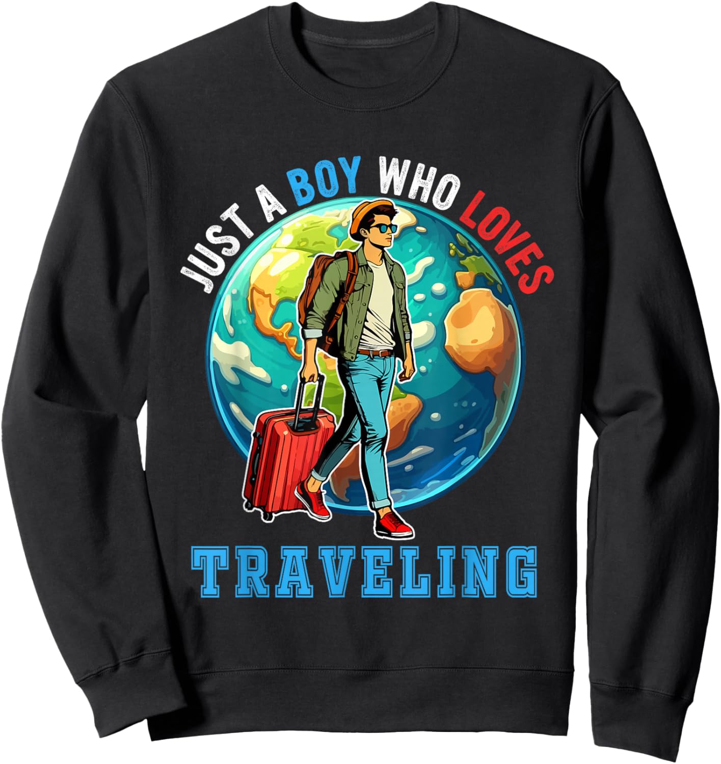 A Boy Loves Traveling Costume Men Matching Travel Lover Sweatshirt - Sweatshirt | Black