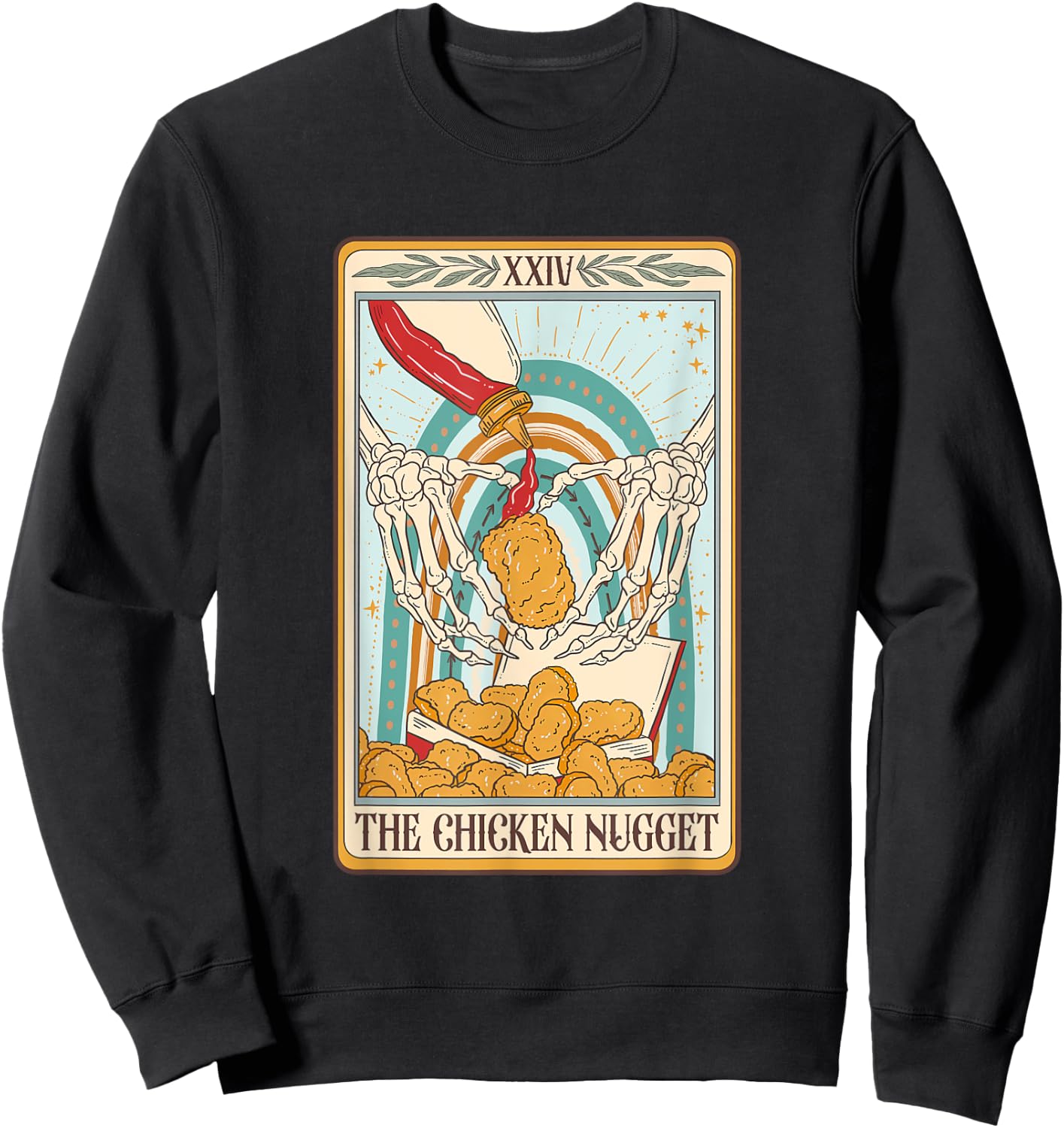 The Chicken Nugget Tarot Card Chicken Nugget Lover Mystical Sweatshirt - Sweatshirt | Black