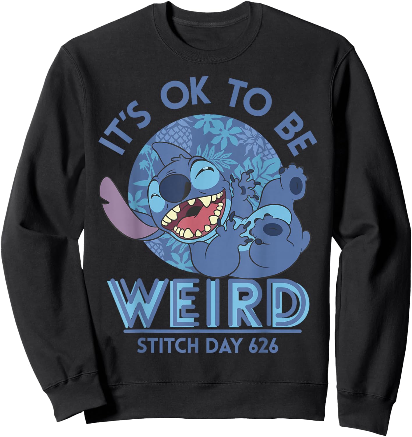 Disney Lilo & Stitch 626 Stitch Day It's OK To Be Weird Short Sleeve Sweatshirt - Sweatshirt | Black