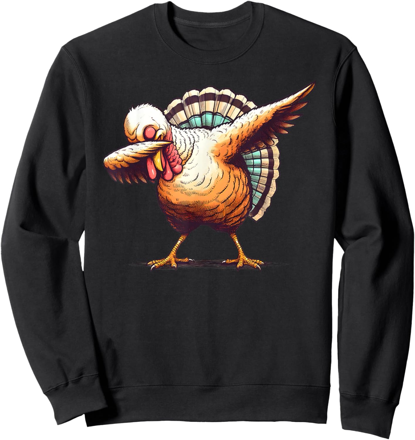 Funny Dabbing Turkey Thanksgiving Day Pilgrim Boys Girls Dab Sweatshirt - Sweatshirt | Black