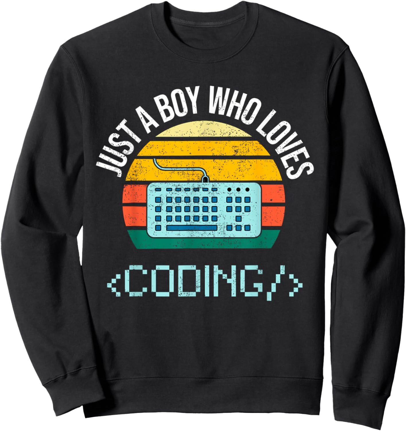 Just A Boy Who Loves Coding Computer Funny Sweatshirt - Sweatshirt | Black