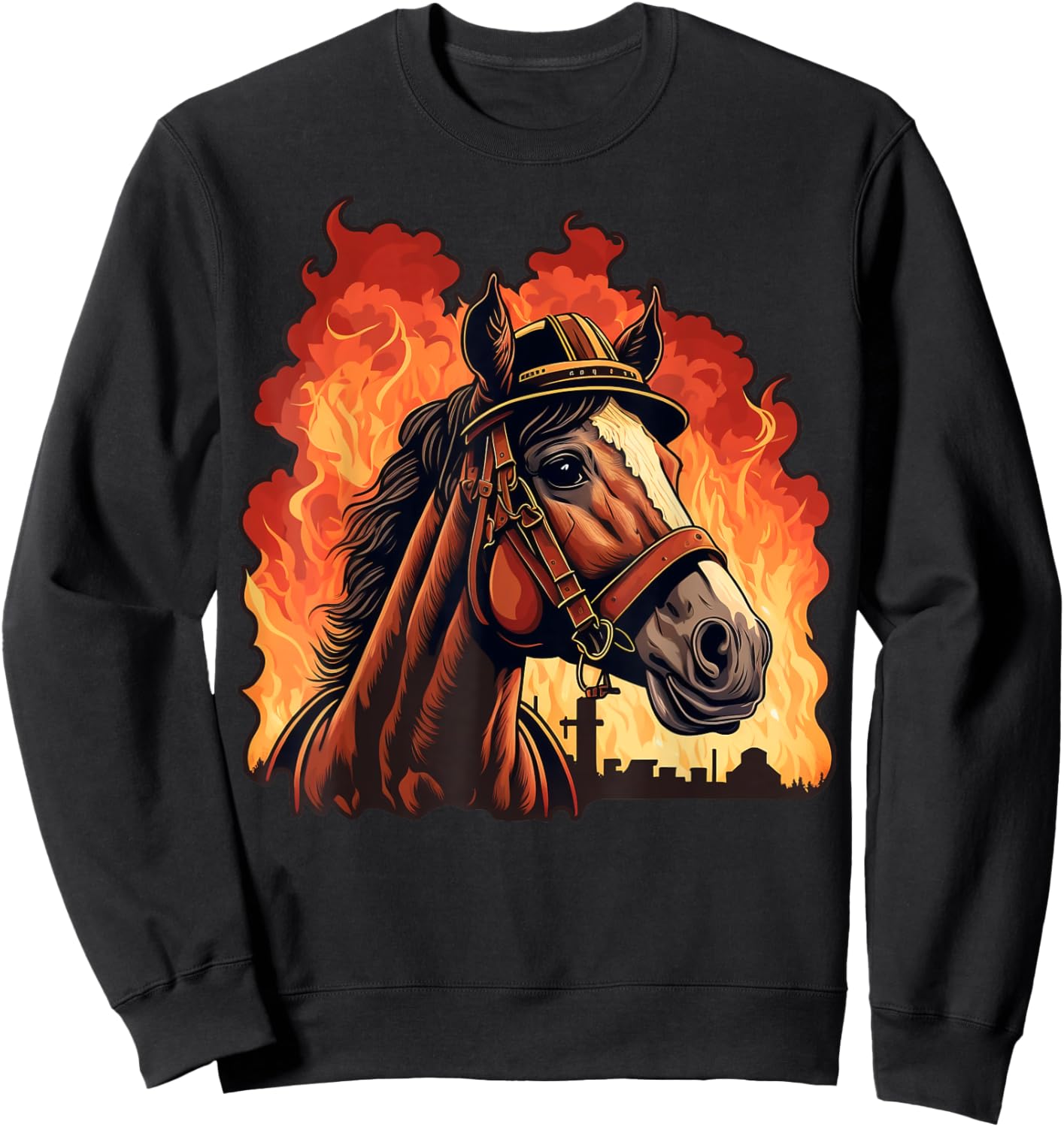 Horse Fireman on Firefighter Horse Sweatshirt - Sweatshirt | Black