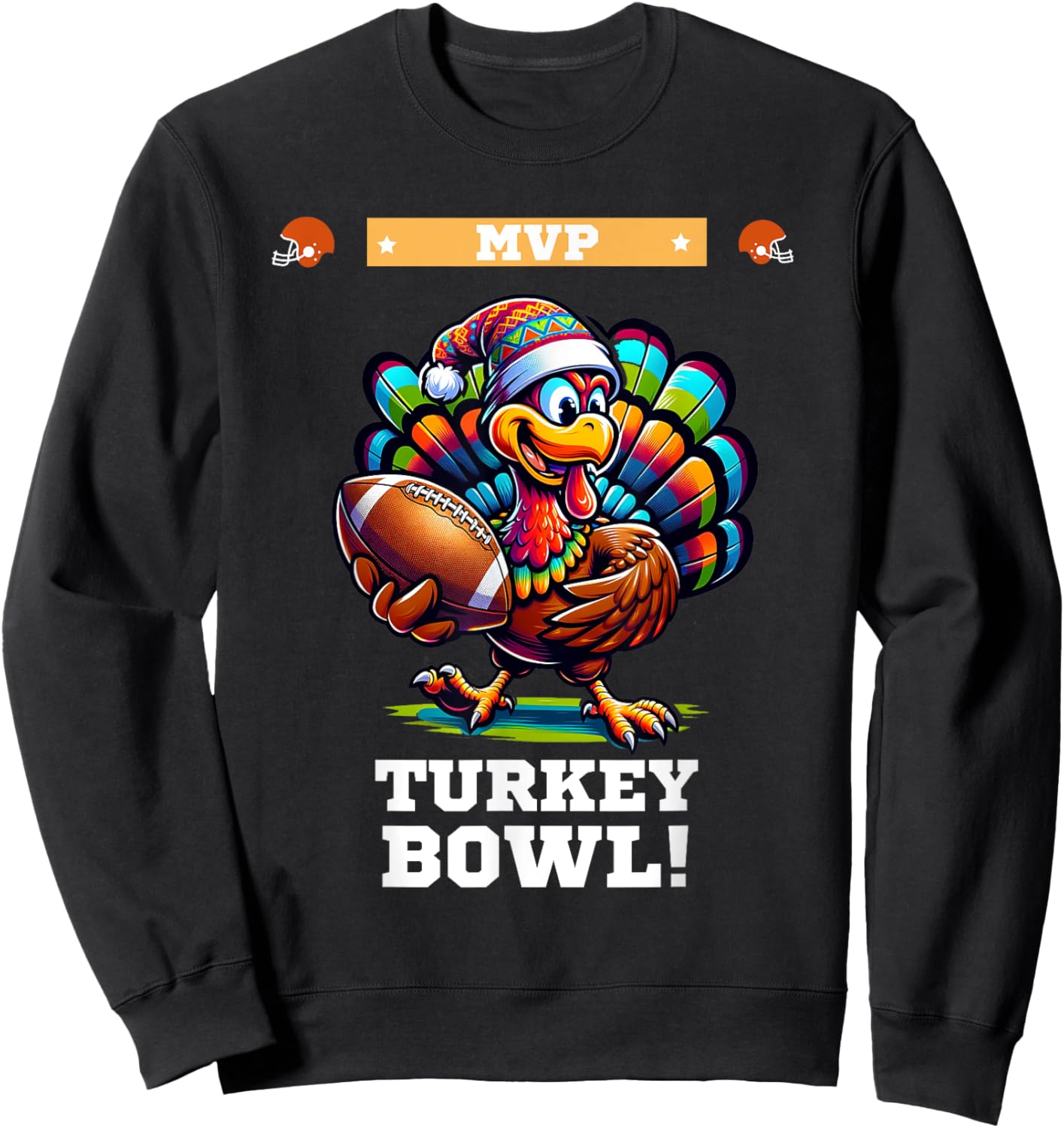 Turkey Bowl Thanksgiving Football - -Adult, Kids - Black - Short Sleeve - Modern - Cartoon Holiday Football Shirt - Small Sweatshirt - Sweatshirt | Black