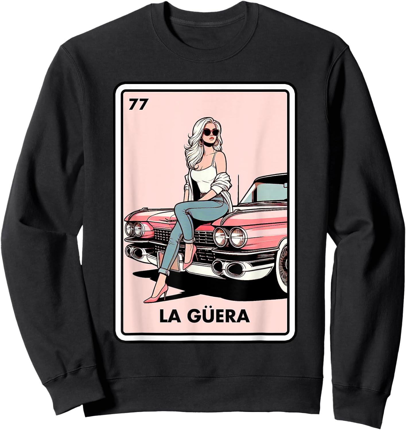 Mexican Chicana Chingona Girls La Guera Mexican Bingo Card Sweatshirt - Sweatshirt | Black