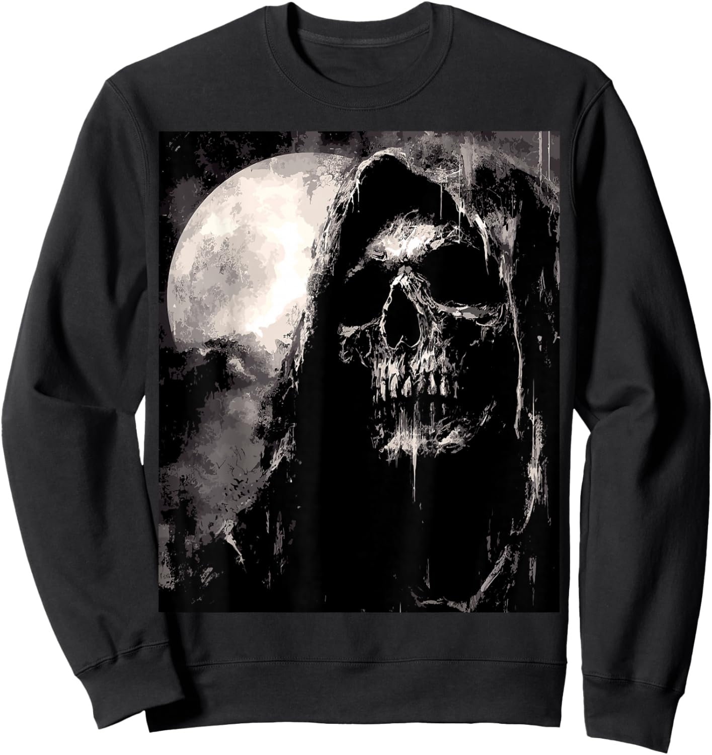 Grim reaper Dark Goth Aesthetic Biker Tattoo Death Angel Sweatshirt - Sweatshirt | Black
