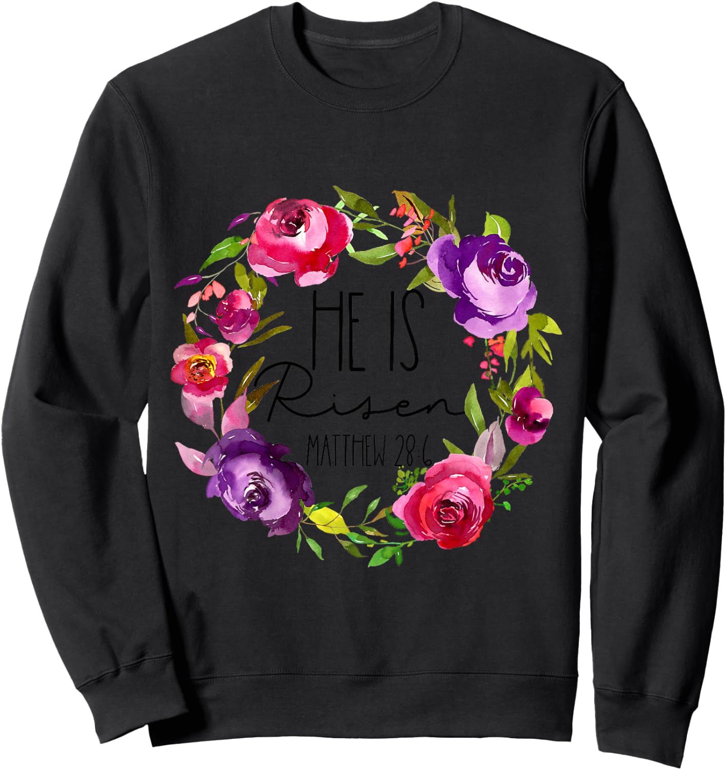Kids Girls Easter He is Risen for Baby and Toddler Outfit Floral Sweatshirt - Sweatshirt | Black