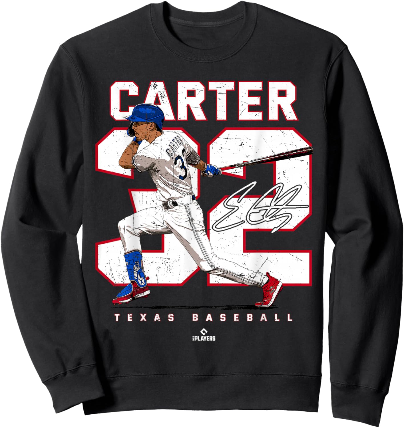 Number and Portrait Evan Carter Texas MLBPA Sweatshirt - Sweatshirt | Black