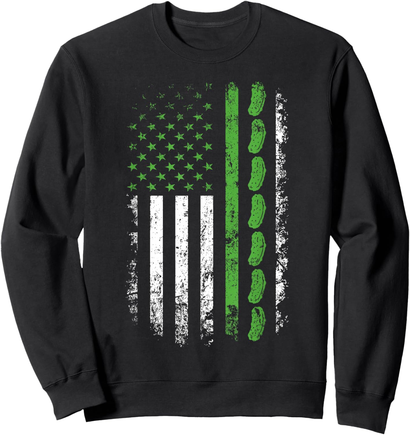 Pickle Cucumber US American Flag for Pickle Lovers Men Women Sweatshirt - Sweatshirt | Black