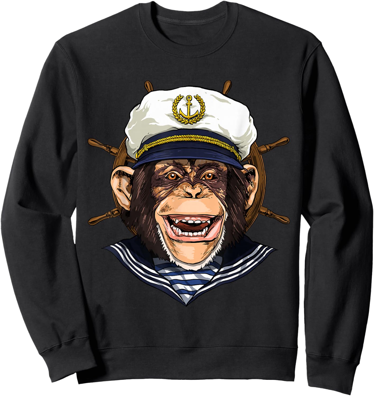 Boat Captain Monkey Boat Lover Owners Sailor Monkey Lover Sweatshirt - Sweatshirt | Black