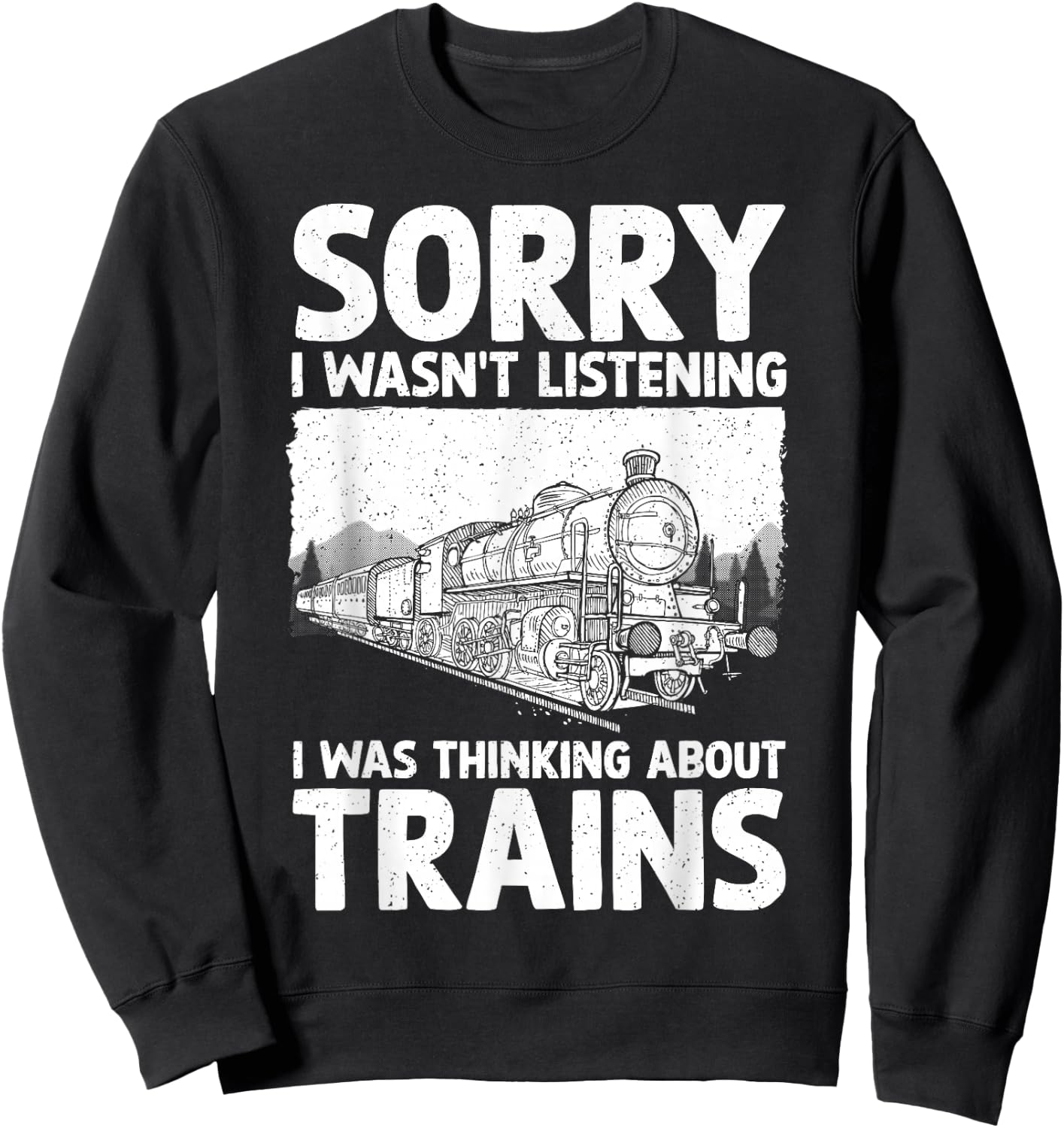 Cool Train Art Women Railroad Crossing Train Lovers Sweatshirt - Sweatshirt | Black