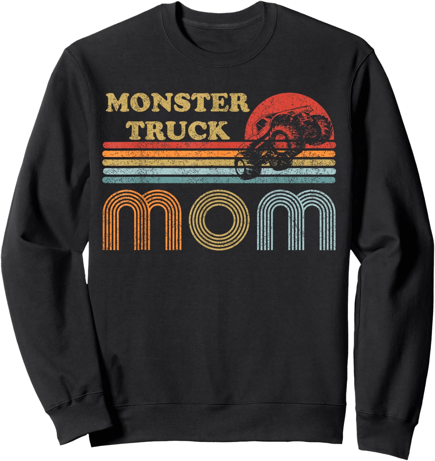 Monster Truck Mom Shirt Vintage Sunset Retro Horizon Lines Sweatshirt - Sweatshirt | Black