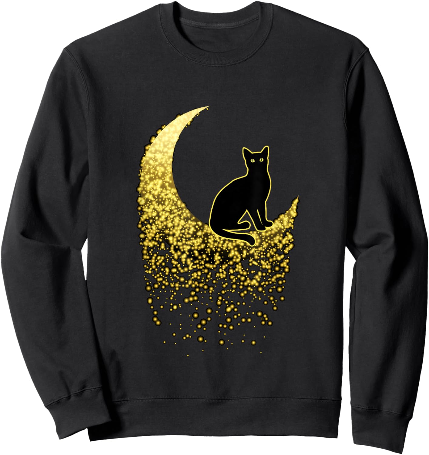 Cat on the Gold Moon - for Cat Lovers Sweatshirt - Sweatshirt | Black