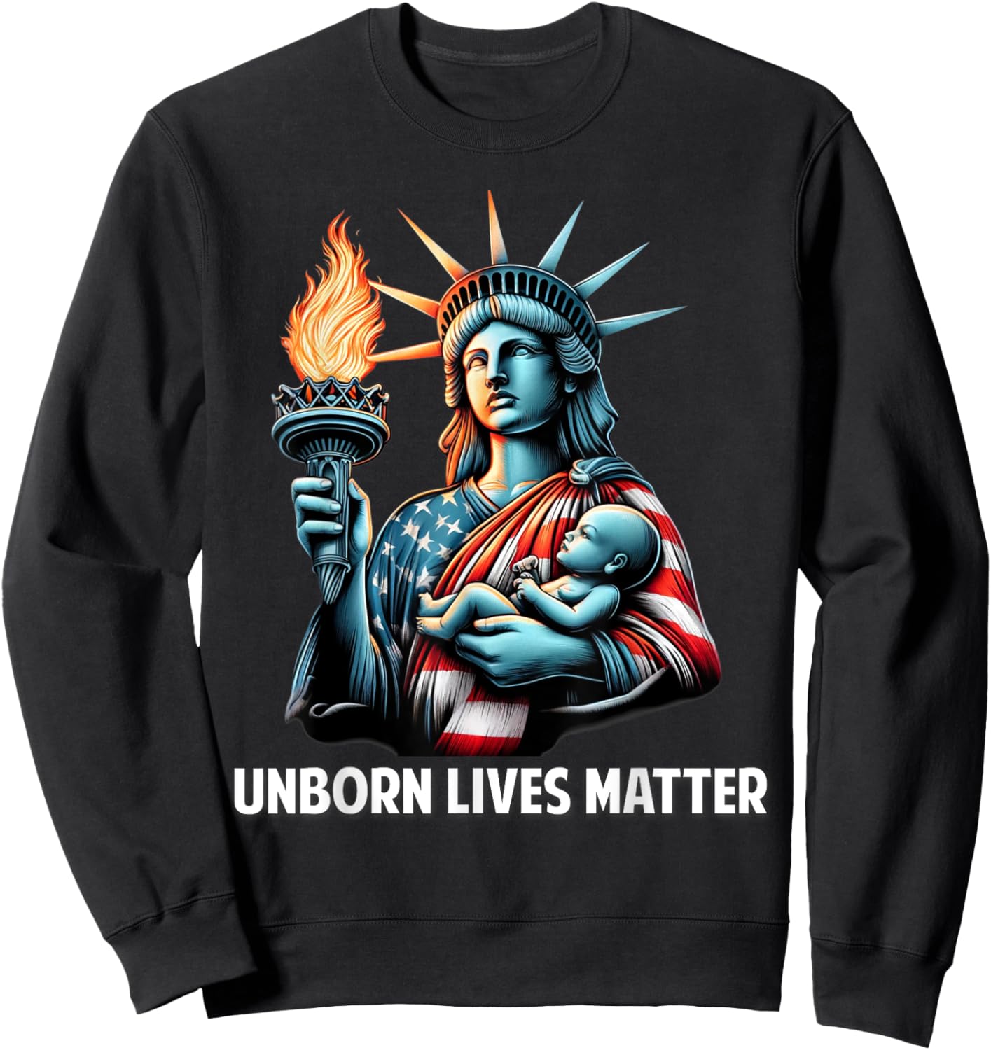 Patriotic American Unborn Lives Matter Pro-Life Catholic Men Sweatshirt - Sweatshirt | Black