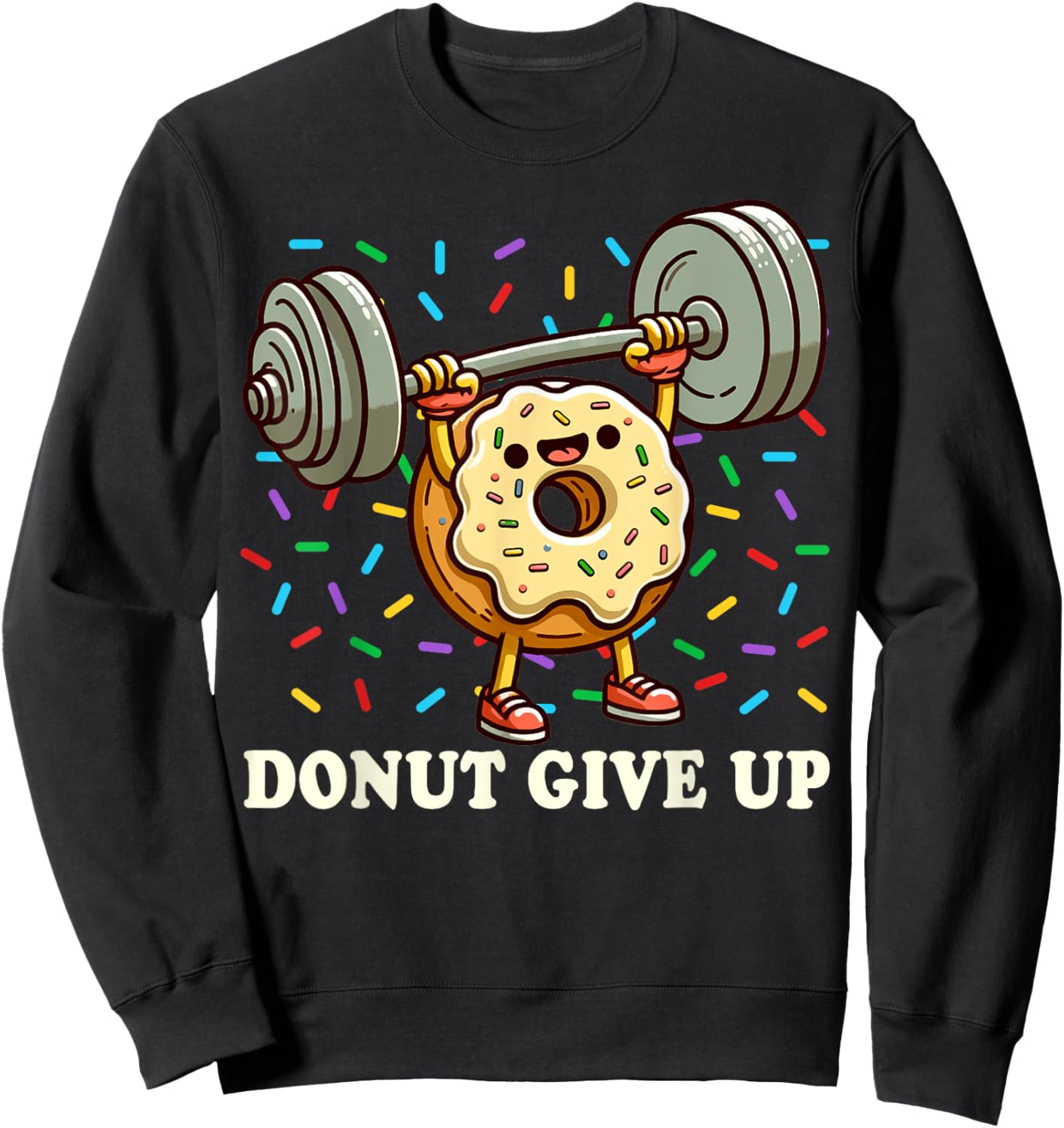 Weightlifting - Funny Fitness Workout Gym Donut Lover Sweatshirt - Sweatshirt | Black