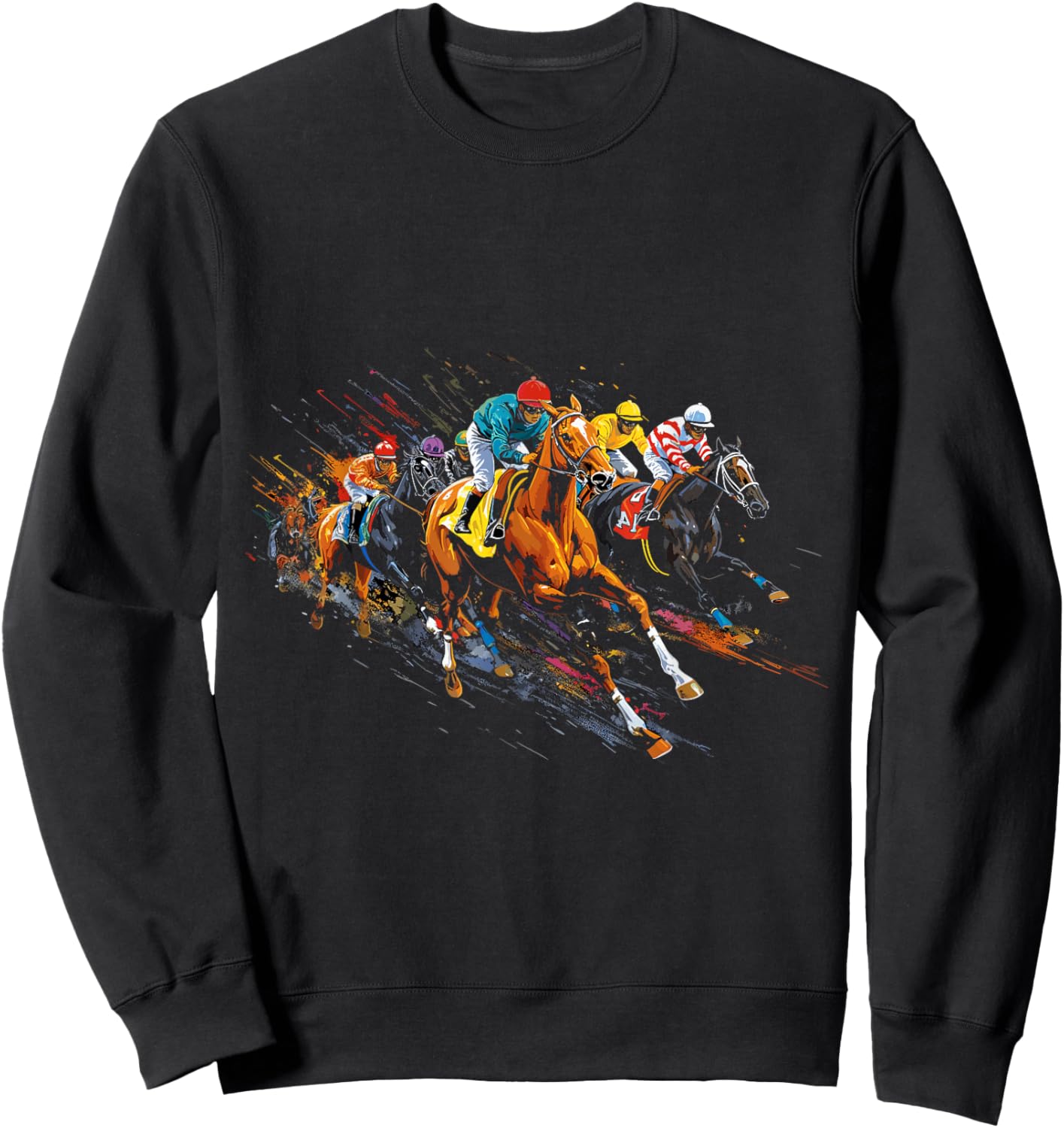 Funny Horse Racing Jockey Racer Derby Rider Race Track Sweatshirt - Sweatshirt | Black