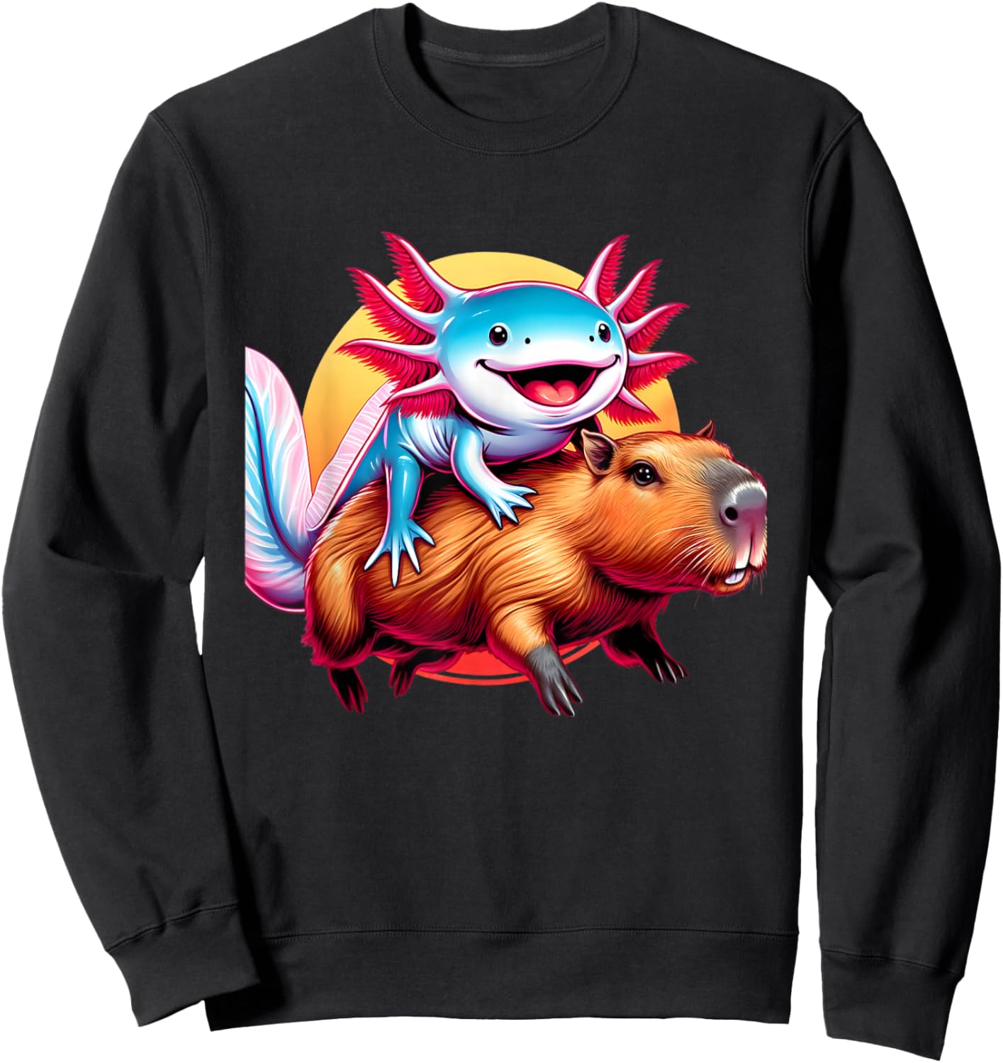 Funny Capybara Men Women Kids Boys Axolotl Lover Sweatshirt - Sweatshirt | Black