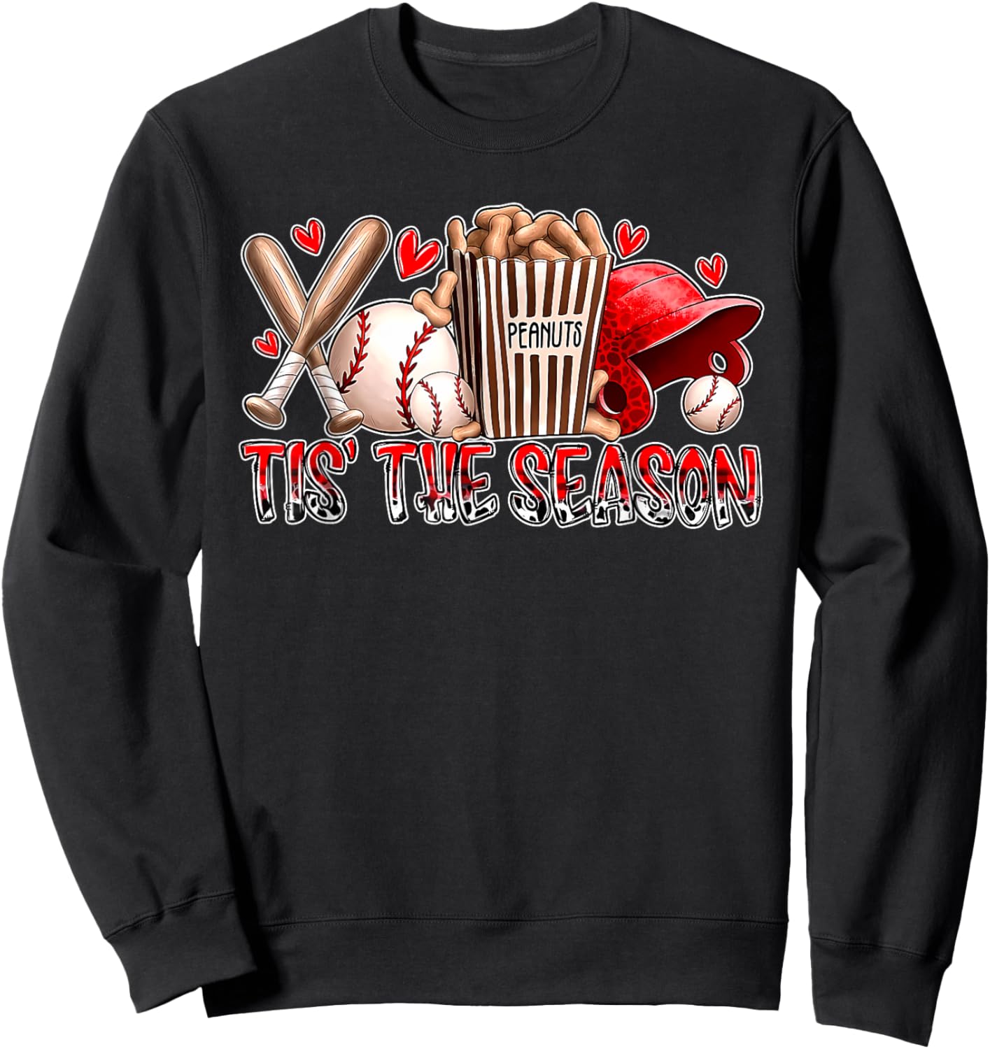 Funny Baseball Lover Tis The Season Baseball Mom Game Day Sweatshirt - Sweatshirt | Black