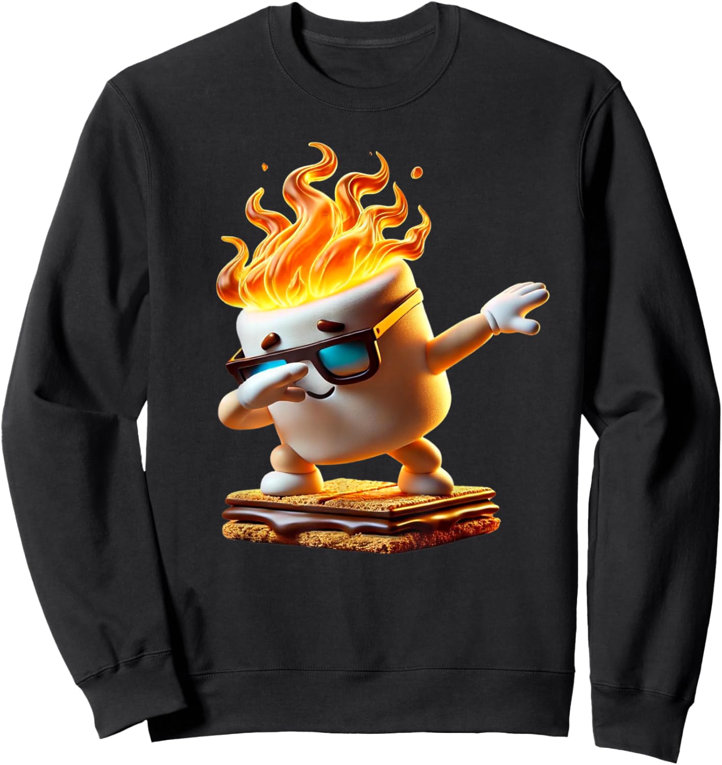 Dabbing Smore Marshmallow Cute Dab Dance Camping Camper Gift Sweatshirt - Sweatshirt | Black