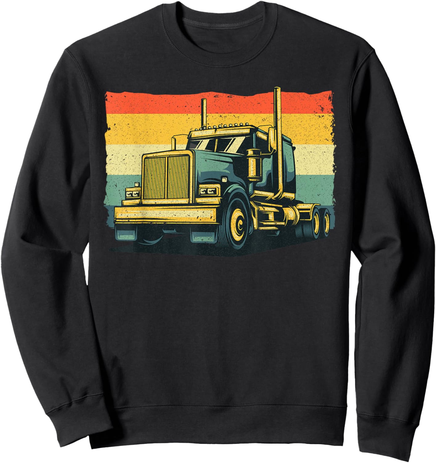 Vintage Trucker Art Women Kids Trucking Truck Driver Sweatshirt - Sweatshirt | Black