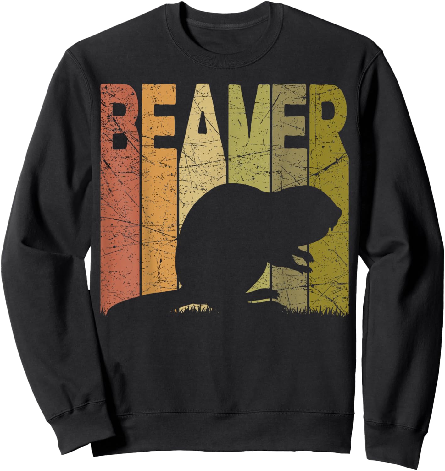 Beaver Vintage Beaver Lover Retro Beaver Rodent Sweatshirt - Sweatshirt | Black