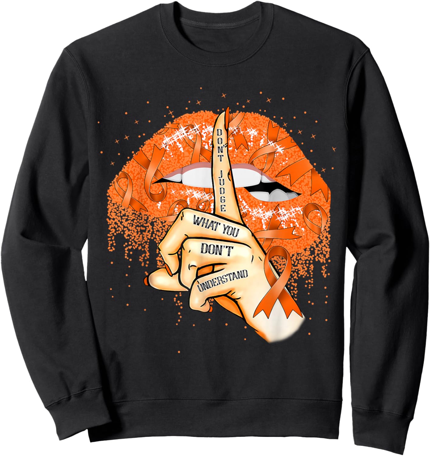 Don't Judge What You Don't Understand Multiple Sclerosis Lip Sweatshirt - Sweatshirt | Black
