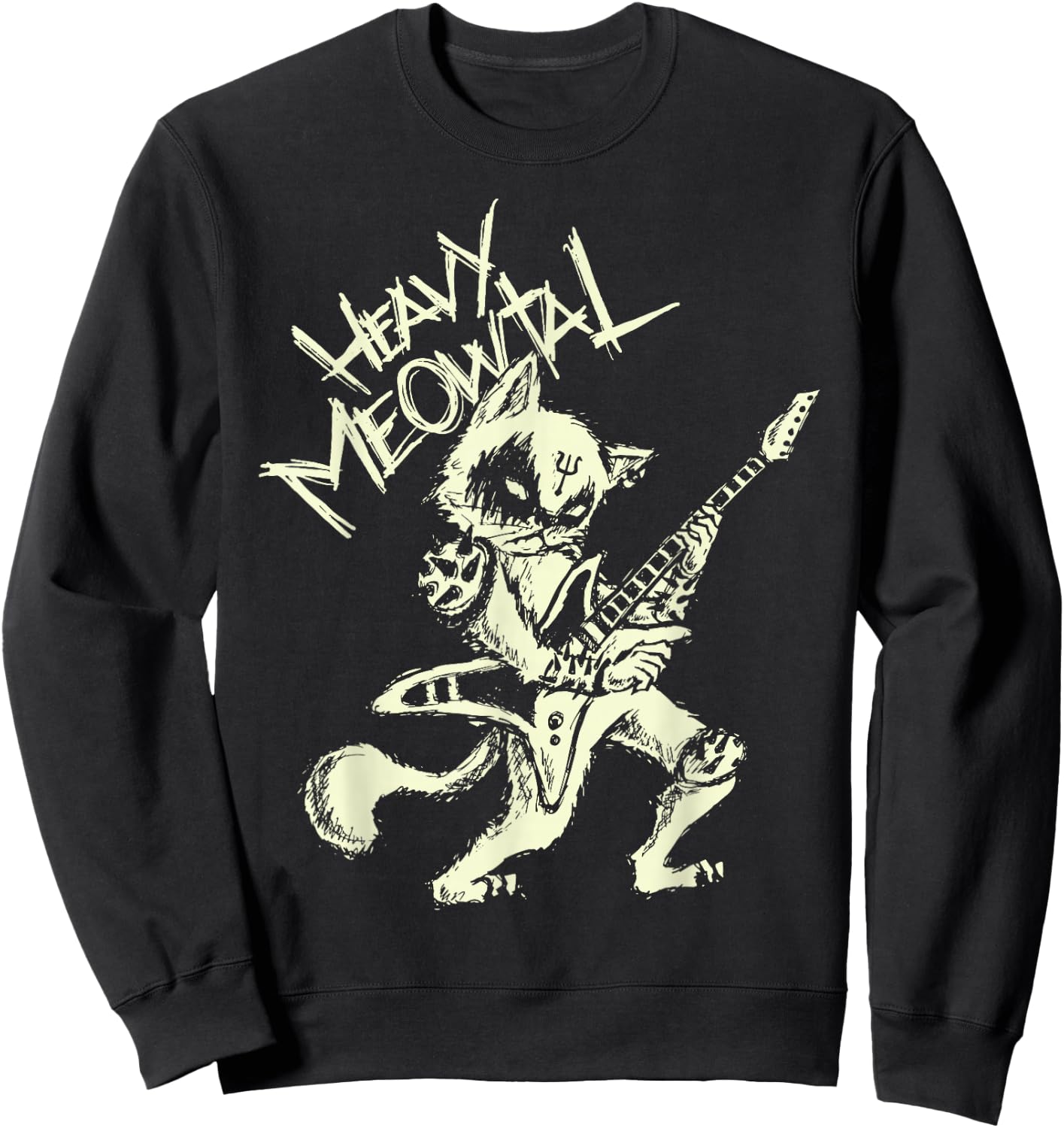 Heavy Metal Cats Gift Clothing Guitar Playing Cat Gothic Sweatshirt - Sweatshirt | Black