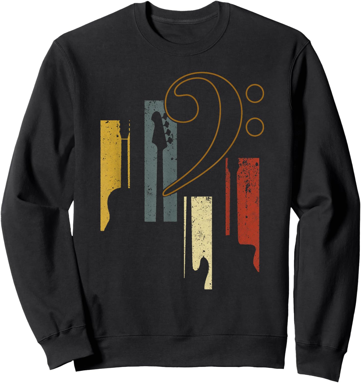 Bass Clef Vintage Bass Guitar Players Music Vintage Guitar Sweatshirt - Sweatshirt | Black