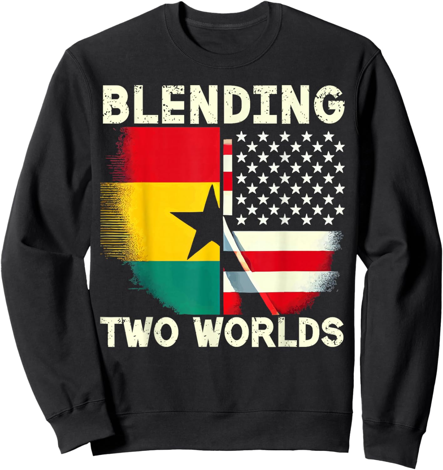 Half Ghanaian Half American USA Flag Ghana America Sweatshirt - Sweatshirt | Black